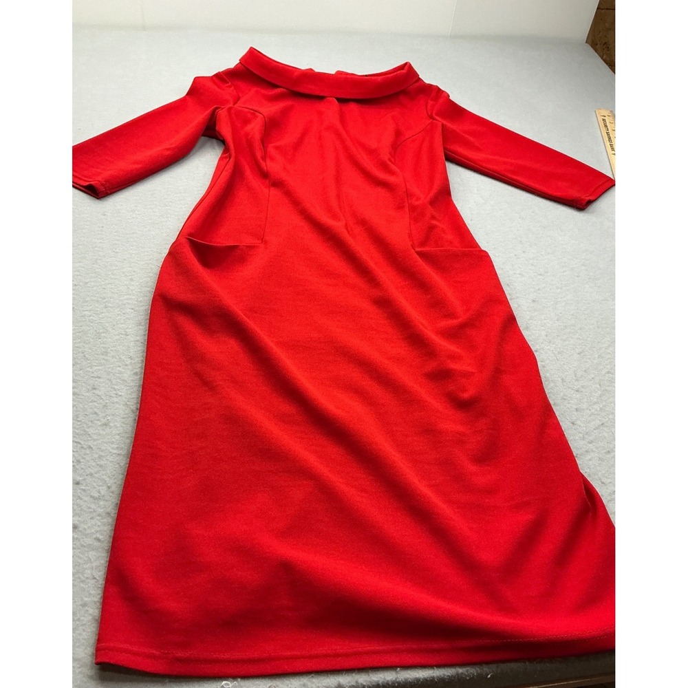 Laura Bettini Red Portrait Collar Sheath Dress Size XL Retro Style Pocketed